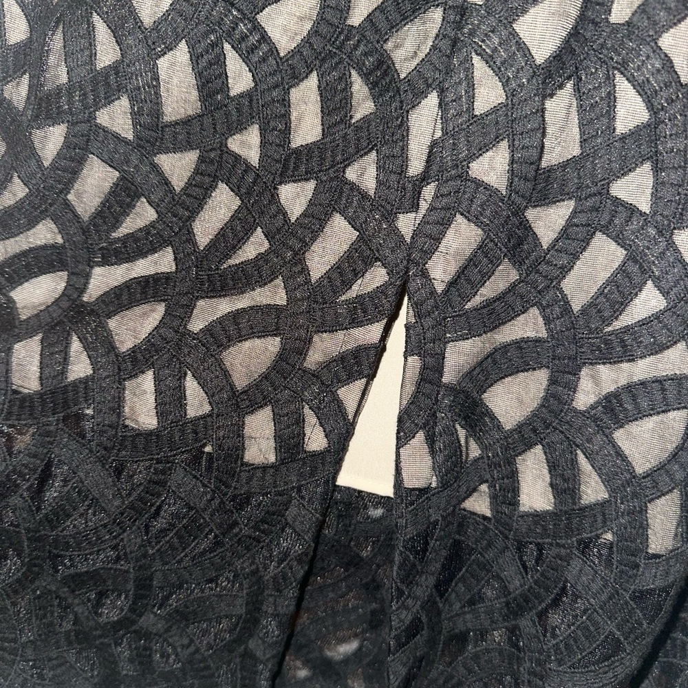 Vince Camuto Black Lace Jacquard Faux Leather Cocktail LB Dress lined - Picture 5 of 7